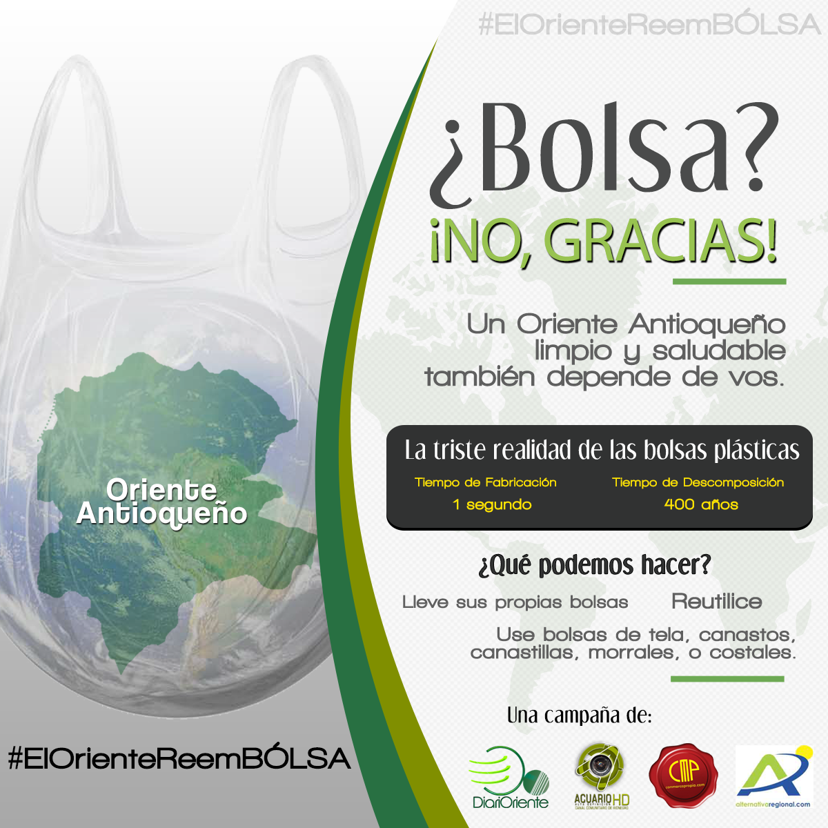 Photo of Campaña para la reducción del consumo de bolsas plásticas #ElOrienteReemBÓLSA